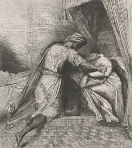 Théodore Chassériau Prints: He smothers her: plate 13 from Othello (Act 5, Scene 2), etched 1844, reprinted 1900
