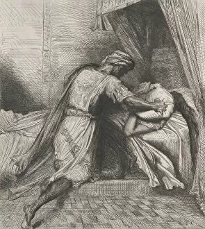 Chasseriau Theodore Gallery: He smothers her: plate 13 from Othello (Act 5, Scene 2), etched 1844, reprinted 1900
