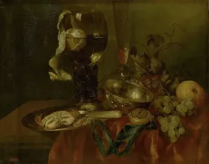 Abraham Hendriksz Van Beijeren Prints: Snack (Still Life with Crab, Fruit and Clock), 1659. Creator: Abraham van Beyeren