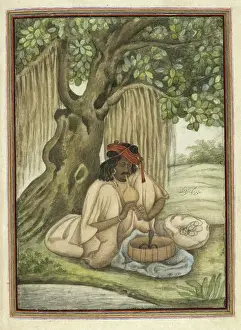 Traditional Culture Prints: A snake-charmer of the Sapera caste, 1825. Creator: Anon