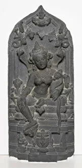 Stoneware Gallery: Snake Goddess Manasa, Pala period, c. 11th century. Creator: Unknown
