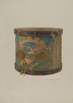 Americana Prints: Snare Drum, c. 1940. Creator: Rose Campbell-Gerke