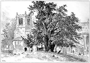 Images Dated 27th March 2007: Snitterfield church, Snitterfield, Warwickshire, 1885.Artist: Edward Hull