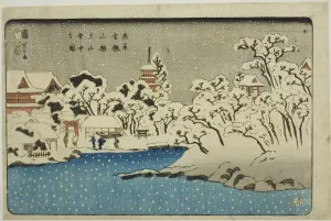 Snow on Benten Hill at Kinryuzan Temple in Asakusa (Asakusa Kinryuzan Bentenyama setchu)