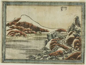 Snow at Dusk at Hira (Hira no bosetsu), from the series Eight Views of Omi in Etching, 1804/16. Creator: Hokusai