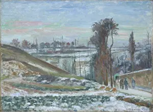 Walls Prints: Snow effect at the Hermitage, 1875. Creator: Camille Pissarro