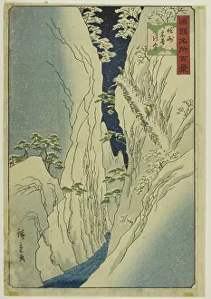 Rissho Prints: Snow on the Kiso Gorge, Shinshu Province (Shinshu Kiso no yuki) from the series One Hundr