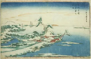 Snow on New Year's Day at Susaki (Susaki yuki no hatsuhi), from the series Famous... c. 1831. Creator: Ando Hiroshige. Snow on New Year's Day at Susaki (Susaki yuki no hatsuhi), from the series Famous... c. 1831. Creator: Ando Hiroshige