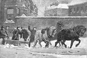Horsedrawn Collection: A Snow-plough at work at Earls Court, 1886. Creator: Unknown