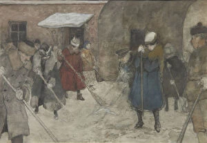 Changeover Of Power Gallery: Snow removal, ca 1921. Artist: Vakhrameyev, Alexander Ivanovich (1874-1926)
