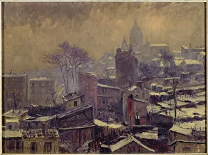 Canvasmaterial Prints: Snow on the scrubland of Montmartre, in 1905. Creator: Georges Chenard Huche