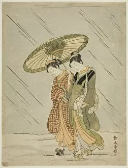 Snow on the Way Back from the Public Bath, c. 1766 / 67. Creator: Suzuki Harunobu