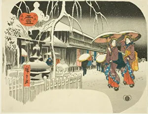 Platform Shoes Prints: Snow (Yuki), from the series Famous Places of Edo (Edo meisho)