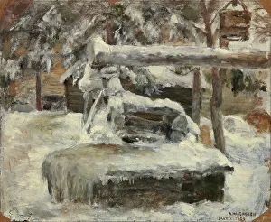 Akseli Gallen Kallela Prints: Snowy courtyard, 1882. Creator: Akseli Gallen-Kallela