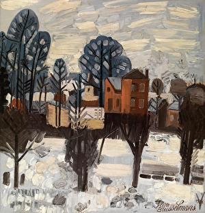 1938 Prints: Snowy Landscape, 1938. Creator: Jean Brusselmans