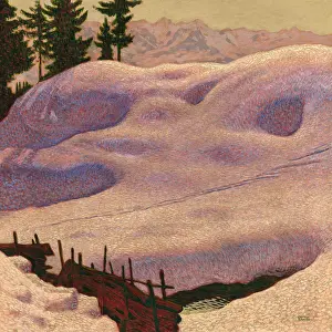 Divisionism Prints: Snowy landscape near Mitterndorf, before 1912. Creator: Barth, Otto (1876-1916)