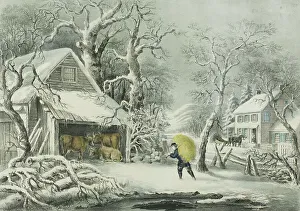 Frances Flora Bond Palmer Prints: A Snowy Morning, 1864. Creator: Frances Flora Bond Palmer