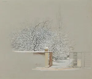 Snowy Trees at Annankatu 15, 1867. Creator: Magnus von Wright