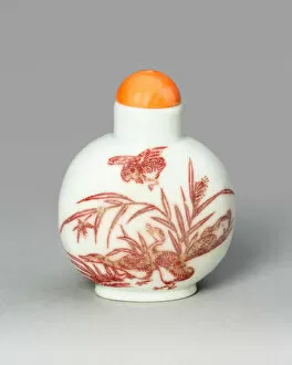 Reed Gallery: Snuff Bottle with Geese and Reeds, Qing dynasty (1644-1911), 1800-1900. Creator: Unknown