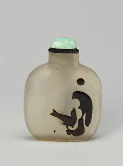 Hawk Prints: Snuff Bottle with Two Hawks on Rockwork, Qing dynasty (1644-1911), 1800-1900