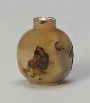 Snuff Bottle with Monkey on Rockwork, Qing dynasty (1644-1911), 1760-1830