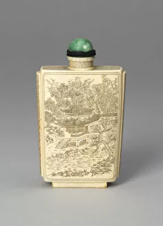 Bamboo Gallery: Snuff Bottle with Pavilions in a Bamboo Grove and Garden. Creator: Unknown