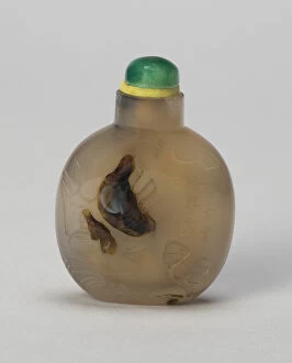 Snuff Bottle with Scholar and Assistant on Rocky Promontory, Qing dynasty (1644-1911)