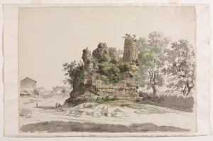 Pen And Black Ink Prints: The So-Called Sepulcher of the Curiatii Brothers at Albano, with the Church of the Madonna