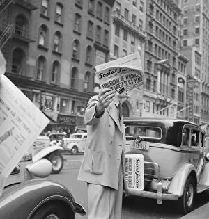 Social Justice...sold on important street corners and intersections, New York City, 1939. Creator: Dorothea Lange