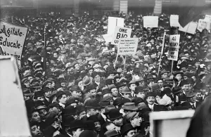 Socialists in Union Square, N.Y.C. [large crowd] Photo, 1 May 1912 - Bain Coll. 1912. Creator: Bain News Service