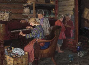 The Socialization, 1918. Artist: Bogdanov-Belsky, Nikolai Petrovich (1868-1945) The Socialization, 1918. Artist: Bogdanov-Belsky, Nikolai Petrovich (1868-1945)