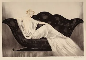 Color Etching And Aquatint Prints: The Sofa, 1937. Creator: Icart, Louis Justin Laurent (1888-1950)