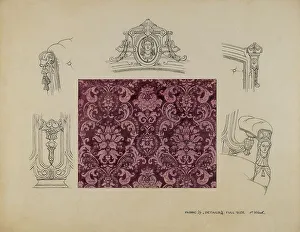 Upholstered Seat Prints: Detail of Sofa, c. 1936. Creator: Paul Ward