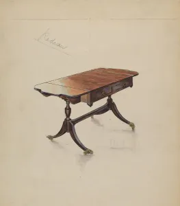 Casters Prints: Sofa Table, c. 1936. Creator: M. Rosenshield-von-Paulin