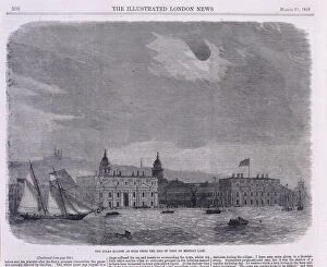 Images Dated 8th August 2006: Solar eclipse seen over the Royal Observatory, Greenwich, 1858