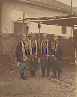 Albumen Silver Print From Glass Negative With Applied Color Gallery: Soldats de la ligne, 1870s. Creator: Unknown