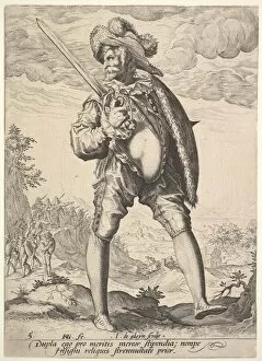 Goltzius Hendrik Gallery: Soldier, Armed with Broadsword and Shield, from Officers and Soldiers, 1587