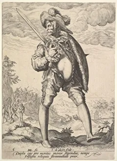 Soldier, Armed with Broadsword and Shield, from Officers and Soldiers, 1587 Soldier, Armed with Broadsword and Shield, from Officers and Soldiers, 1587
