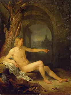 Bather Prints: Soldier Bather, 1665. Creator: Gerrit Dou