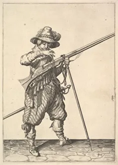A soldier blowing on a match, from the Musketeers series, plate 40 A soldier blowing on a match, from the Musketeers series, plate 40