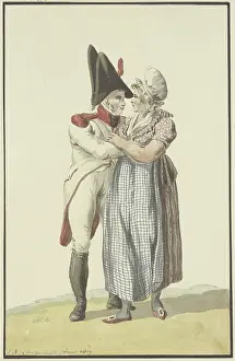 Romance Prints: A soldier embraces a woman, 1809. Creator: Jan Antony Langendijk