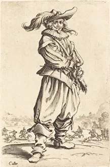 Soldier with Feathered Hat, c. 1620/1623. Creator: Jacques Callot Soldier with Feathered Hat, c. 1620/1623. Creator: Jacques Callot