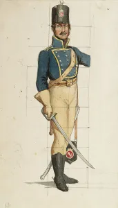 A soldier in a Finnish wartime uniform, c1890s. Creator: Albert Edelfelt