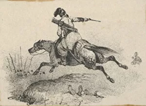 Adam Victor Gallery: Soldier on galloping horse, mid-19th century. Creator: Victor Adam