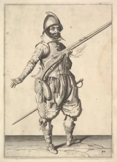 Gheyn Jacques De Ii Prints: A soldier on guard freeing his right hand, from the Marksmen series, plate 37