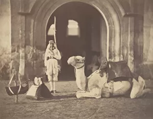 [Soldier and Military Camel], 1866. Creator: Gustave Le Gray