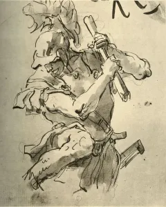 Soldier raising his arm to strike, mid 18th century, (1928). Artist: Giovanni Battista Tiepolo