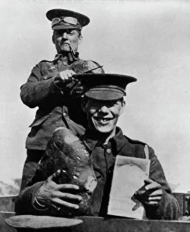 Rations Prints: The Soldier and his Rations: A photograph taken at one of the British camps in France
