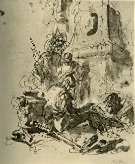 A Soldier seated, mid 18th century, (1928). Artist: Giovanni Battista Tiepolo