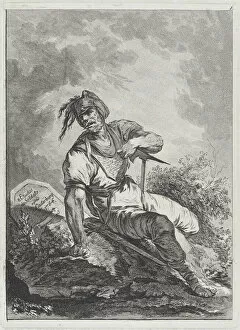 Drawings Gallery: Soldier Seated on a Rock, 1764. Creator: Matthias Pfenninger